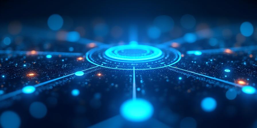 Abstract representation of secure AI data encryption in a high-tech environment